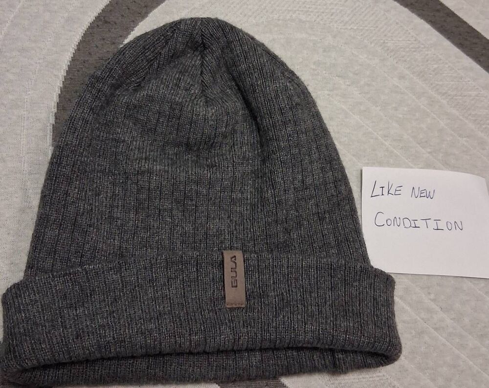 Bula Canada mens merino wool gray beanie hat